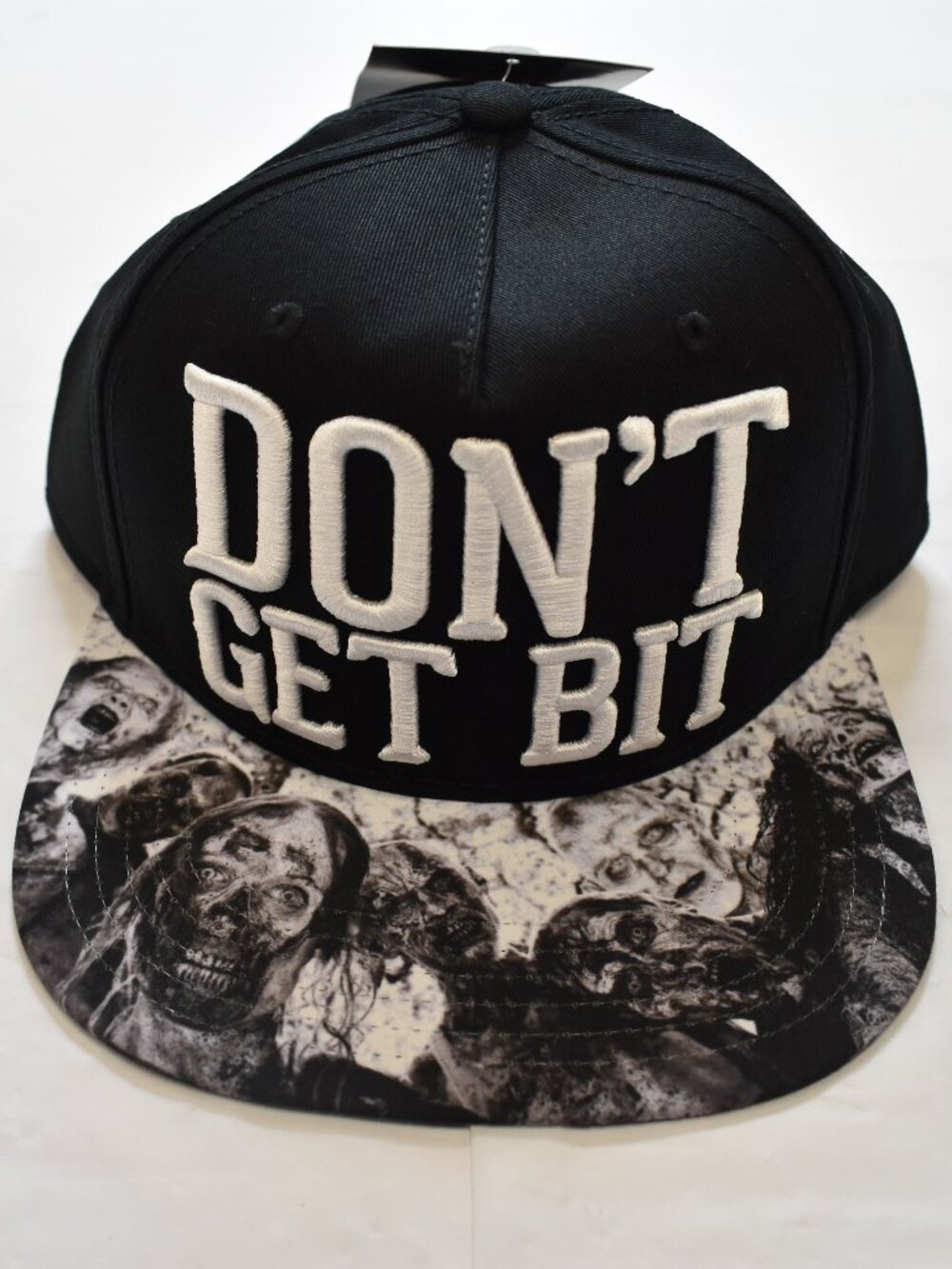 Bioworld AMC The Walking Dead Don't Get Bit Adult Snapback Black Cap Hat New